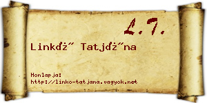 Linkó Tatjána névjegykártya